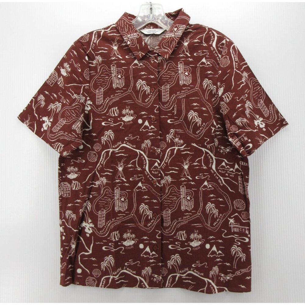 & Other Stories Top 6 Paris Atelier Shirt Button Up Aop Tropical Map